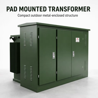 Transformateur triphasé vert monté sur socle, type MV/HV encastré pour application sur réseau électrique