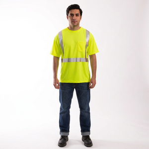 เสื้อยืดคอกลมแบบสะท้อนแสงสั่งทำพิเศษปี 2025 เสื้อผ้าทำงานคุณภาพสูง เสื้อยืดแขนสั้นผู้ชายแบบสะท้อนแสงเพื่อความปลอดภัยสั่งทำพิเศษ - Product Image 1