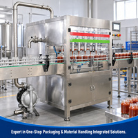 Machine de remplissage automatique à 6 buses pour confitures et sauces en bouteilles de verre avec produits semi-fluide et transfert en ligne