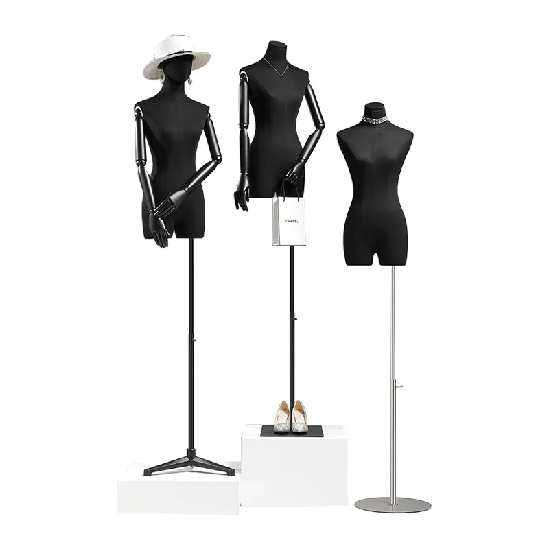 Mooie Kleren Model Vrouwen Verstelbare Vrouwelijke Zwarte Mannequin Torso Staande Half Lichaam Mannequins Vrouwelijke Voor Kleding Display