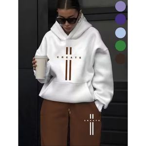 Conjunto de Sudadera con Capucha y Pantalones Deportivos de Algodón Grueso Personalizado para Mujer, Diseño Estampado Estético Y2K, Chándal de Invierno Ecológico y Transpirable - Product Image 5