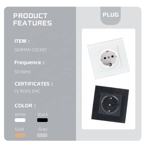 Soket dinding Morden kualitas tinggi soket <span class=keywords><strong>Panel</strong></span> kaca hitam putih sakelar listrik dinding dan soket standar Eropa Eropa - Product Image 4