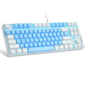 LED blu retroilluminato 87 tasti compatto cablato Gaming Bluetooth tastiera portatile per Computer portatile per tastiera Gamer