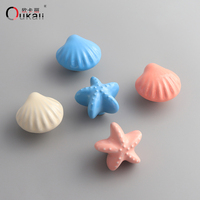 Poignées de porte en céramique Oukali, série Océan, coquillages et étoiles de mer, poignées en laiton peintes à la main, quincaillerie pour meubles, poignées de placard