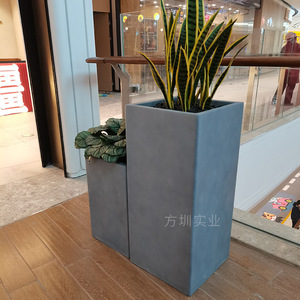 Fiberglass <b>Square</b> Floor <b>Planter</b> Modern Minimalist Indoor Shopping Mall Green Plant Container <b>Large</b> Size Combination - Product Image 2