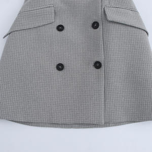 Colore <span class=keywords><strong>grigio</strong></span> colletto rovesciato <span class=keywords><strong>doppiopetto</strong></span> Casual alla moda Mini <span class=keywords><strong>abito</strong></span> da donna - Product Image 5