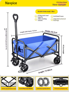 Direct Factory 225kg Load <b>Camping</b> Wagon | 100L | Unfolded: 80x46.5x91cm | Folded: 75x50x18cm | 8-Bearing All-Terrain Wheels - Product Image 6