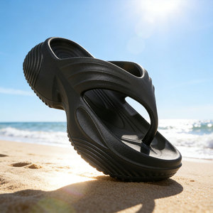 Women's Platform <b>Flip</b> <b>Flops</b> Black And White Non Slip Soft EVA Sole Summer Casual <b>Beach</b> Sandals Open Toe 5cm Thick Sole - Product Image 2