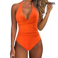 Nieuwe Sexy 1-delige Bikini Push-up Hoge Snijding Rugloze Cut-Out Kant Ademend Sheer Mesh Zwemkleding Spandex/Nylon Voorkant Logo Dames