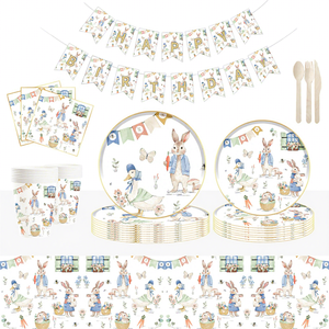 ชุดอุปกรณ์บนโต๊ะอาหารวันอีสเตอร์ DAMAI ชุดอุปกรณ์ปาร์ตี้ลายกระต่าย จานกระดาษแบบใช้แล้วทิ้งสำหรับงานเฉลิมฉลองฤดูใบไม้ผลิ ของชำร่วยสำหรับปิกนิก - Product Image 1