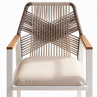 Chaises de salle à manger modernes tressées avec structure en métal blanc et mobilier d'extérieur minimaliste pour café, vente en gros