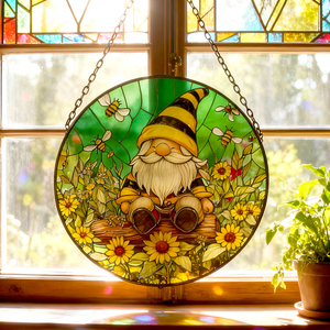 Atrapasoles de Vidrio Pintado Estilo Art Deco Personalizados, Panel Decorativo de 20cm con Diseño de Duende, Decoración Navideña para Jardín - Product Image 1