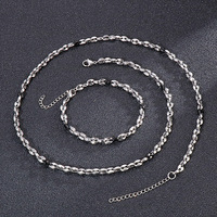 Ensemble de bijoux unisexe au design de niche tendance, collier à maillons en forme de grains de café en acier inoxydable, style Hip Hop, pour la décoration du cou et des mains