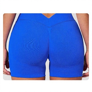 Ensemble de yoga 2 pièces en Spandex : Soutien-gorge de sport à dos évidé et débardeur court asymétrique à une épaule, et short taille haute effet push-up - Product Image 3