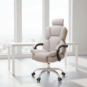 Ghế xoay da hiện đại, có thể điều chỉnh độ cao, lưng tựa ngả được, chống thấm nước, dùng cho nhà, văn phòng, phòng ngủ, phòng khách - Product Image 1