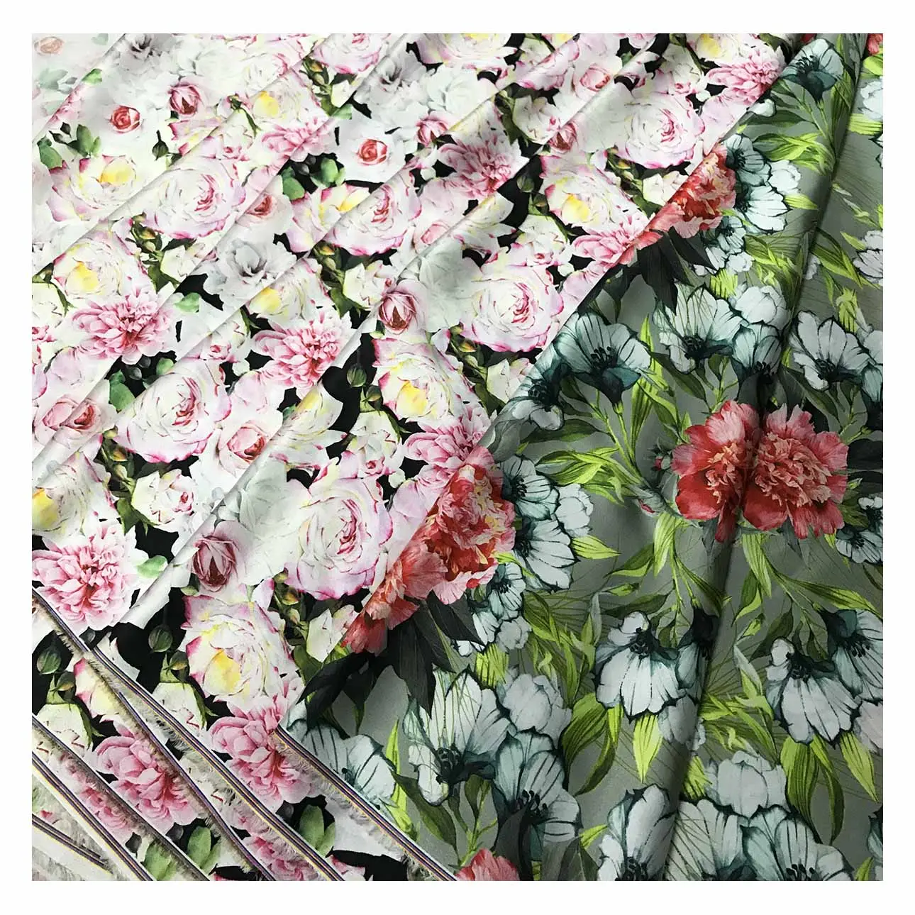 Yeni moda % 100% polyester çiçek deseni 100D şifon özel dijital baskılı kumaş elbiseler için