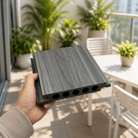 Plancher de terrasse imperméable en WPC co-extrudé européen, terrasse creuse en composite, terrasse extérieure, composite bois-plastique brossé