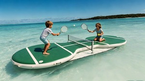 Terrain <span class=keywords><strong>de</strong></span> pickleball gonflable personnalisé <span class=keywords><strong>de</strong></span> qualité commerciale avec clôture pour lac et parc aquatique - Product Image 4