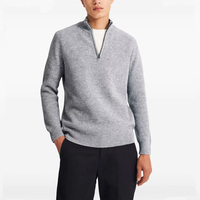 Pull en cachemire mélangé à la laine tricoté sur mesure, couleur unie, anti-rides, hiver, demi-zip, manches longues, pour homme