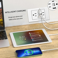 Interrupteur mural américain avec chargeur rapide USB Type-C, prise murale américaine/mexicaine en verre trempé blanc, panneau d'interrupteur lumineux 110-240V