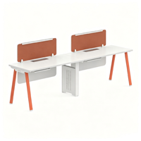 Poste de travail modulaire pour espace de coworking, bureau 2 personnes avec cloison d'intimité et gestion intégrée des câbles