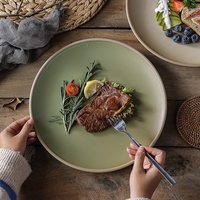 Keramik Vintage Steak-Teller Japanischer Minimalistischer Stil Mikrowellengeeignet Haushalt Kommerzielles Restaurant-Geschirr