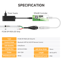 Kits de Bande LED FCOB COB RVBIC à Couleurs Pures Adressables WS2811IC, 3M 5M, DC24V, 576 LED/m, Effet de Chasse de Couleurs