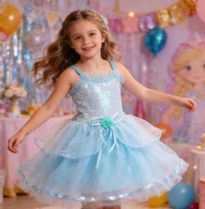 Nuovo Arrivo Costume da Principessa Elsa in Poliestere con Accessori per Bambini, Abiti per Feste <span class=keywords><strong>di</strong></span> Compleanno e Halloween - Product Image 1