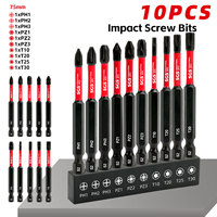 10PCS Set Mata Obeng Impact Torx PH PZ 75mm 1/4 dari Pabrik Sumber dengan Kotak Penyimpanan Alat Portabel