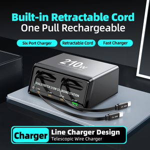 สถานีชาร์จอเนกประสงค์แบบตั้งโต๊ะ 210W รุ่นใหม่ล่าสุด พร้อมสายชาร์จ Type C แบบยืดหดได้ในตัว ชาร์จเร็ว เหมาะสำหรับสำนักงาน บ้าน และการเดินทาง - Product Image 2
