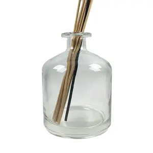 Flacone diffusore da 500ml di alta qualità trasparente rotondo grande diffusore a lamella bottiglie vuote con stick diffusore in legno