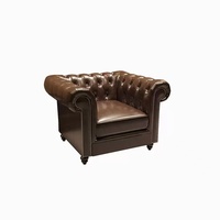 Fauteuil Chesterfield en cuir véritable fait main, brun vintage, mobilier traditionnel pour la maison ou le bureau