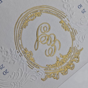 Tùy chỉnh cao cấp Quà Tặng bưu thiếp cao cấp cảm giác letterpress in ấn lời mời đám cưới dập nổi kết cấu bông thẻ giấy - Product Image 3