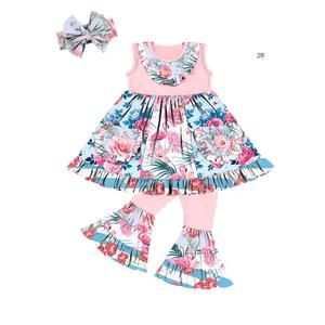 Conjuntos de Ropa para Niñas a la Moda para el 4 de Julio, Vestido Tipo Camiseta sin Mangas y Pantalones de Campana, Conjunto Infantil para Niñas - Product Image 3
