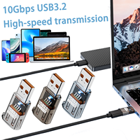 Adaptateur de conversion USB a mâle vers USB a femelle haute vitesse 60W 10 Gbps, connecteur USB3.2 à coque transparente pour ordinateur portable, téléphone