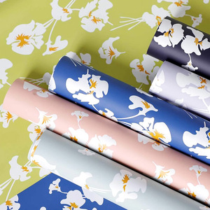 New Design Iris Flower Pattern Printed <strong>Matte</strong> Plastic Waterproof Flower Floral Packaging <strong>Paper</strong> for Florist Wrapper
