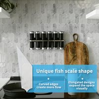 Style moderne 12*12 pouces écailles de poisson peler bâton carrelage mural 100% étanche en acier inoxydable autocollant pour cuisine salle de bain directe