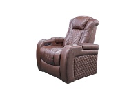Kursi Sofa Recliner Elektrik Kulit Asli Modern Mewah untuk Home Theater dengan Lampu LED, Rangka Kayu, Fitur Pintar, dan Sistem Gliding
