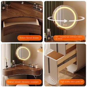 Commode d'angle en <span class=keywords><strong>bois</strong></span> de style rétro antique italien, tabouret de maquillage sur pied pour chambre à coucher, <span class=keywords><strong>petit</strong></span> appartement, <span class=keywords><strong>baie</strong></span> <span class=keywords><strong>vitrée</strong></span> triangulaire - Product Image 2