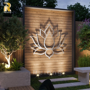 RELONG Large <strong>Silver</strong> Stainless Steel Wall Art Sculpture Metal Lotus Flower Wall Statue Polished Design Traditional Style for Sale - Product Image 3