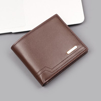 Dompet Pendek Tempat Kartu Horizontal Sederhana Dompet Pria Multi-Slot Kartu Retro Fashion Dompet Kulit PU Berkualitas Tinggi ANTI-RFID