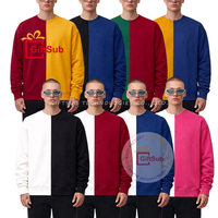 Sweat-shirts unisexes à col rond bicolores, style streetwear, en coton molletonné, doublure épaisse, broderie 3D, impression sérigraphique, effet délavé