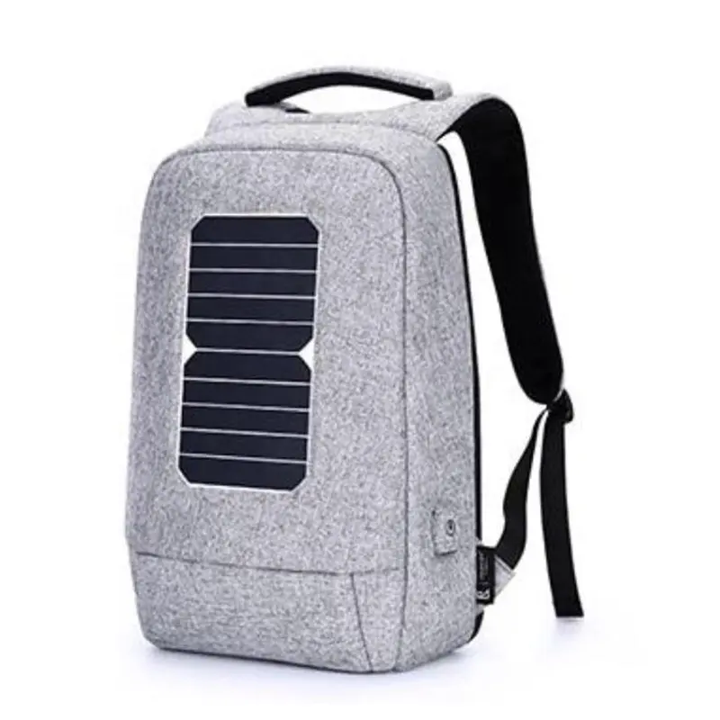 2020 mochila solar macia com carregamento usb, bolsa para laptop à prova d'água com painel solar