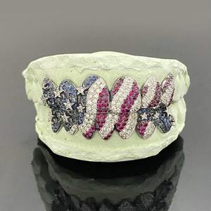 Grillz Premium Shine en Argent 925 avec Moissanite et Diamant VVS, Modèle Personnalisé, Style Hip Hop Rapper, Bijoux Dentaires, Fournisseur Indien - Product Image 2