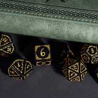 Obsidienne motif de germination lisse sept pièces D & D dés avec boîte d'emballage en flanelle Logo personnalisable D20 16mm polyédrique