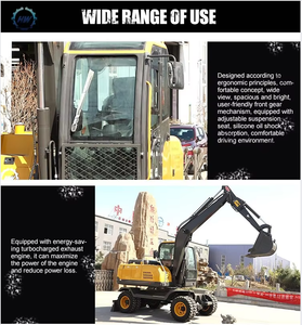 Excavatrice sur roues de 6, 7 et 8 tonnes, excavatrice hydraulique sur roues, faible entretien, utilisation facile, machines de construction avec certifications CE et ISO - Product Image 4