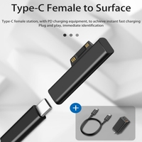 Accessoires pour ordinateur portable, charge rapide PD 65W, adaptateur USB Type C femelle vers Surface, convertisseur 3A 15V 45W Max pour Surface Book