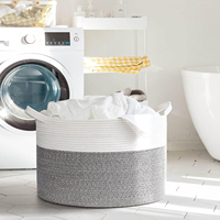 Panier de rangement en corde de coton tressé, pliable, pour linge, grands paniers avec poignées durables – Vente chaude