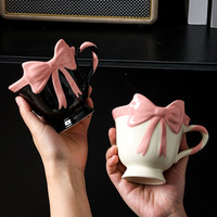 Tasse à café et thé en porcelaine personnalisée avec logo 3D, décor nœud, bord festonné, écologique, compatible micro-ondes et lave-vaisselle, vente en gros