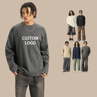 T-shirt en coton épais surdimensionné 270 GSM à manches longues, coupe ample, streetwear, personnalisable avec logo, pour hommes